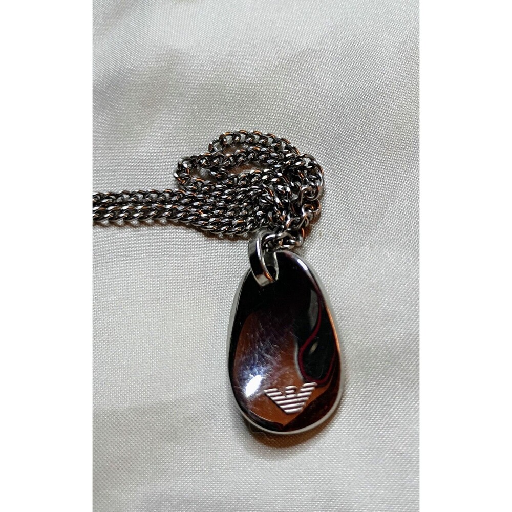 Emporio Armani Stainless Steel Teardrop Pendant Necklace 24" Infinity Chain - Picture 3 of 9